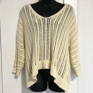Tularosa Pullover Knit V-neck Sweater 3/4‎ Sleeve Oversized Top Size Small